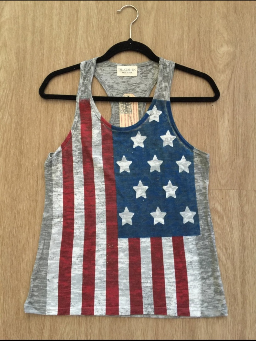 The Classic Gray/Red/Blue American Flag Racerback Tank